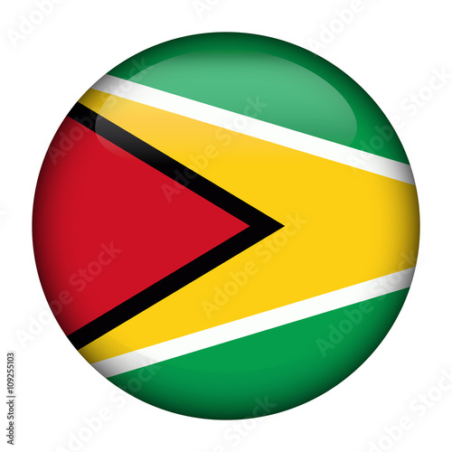 Free Download Round glossy Button with flag of Guyana - GFXLoad