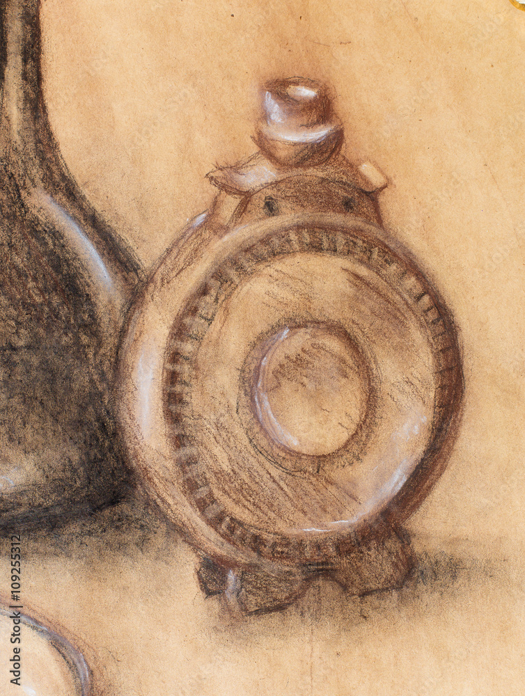 Drawing flask on paper. Original hand draw. Drawing flask on paper. Original hand draw.