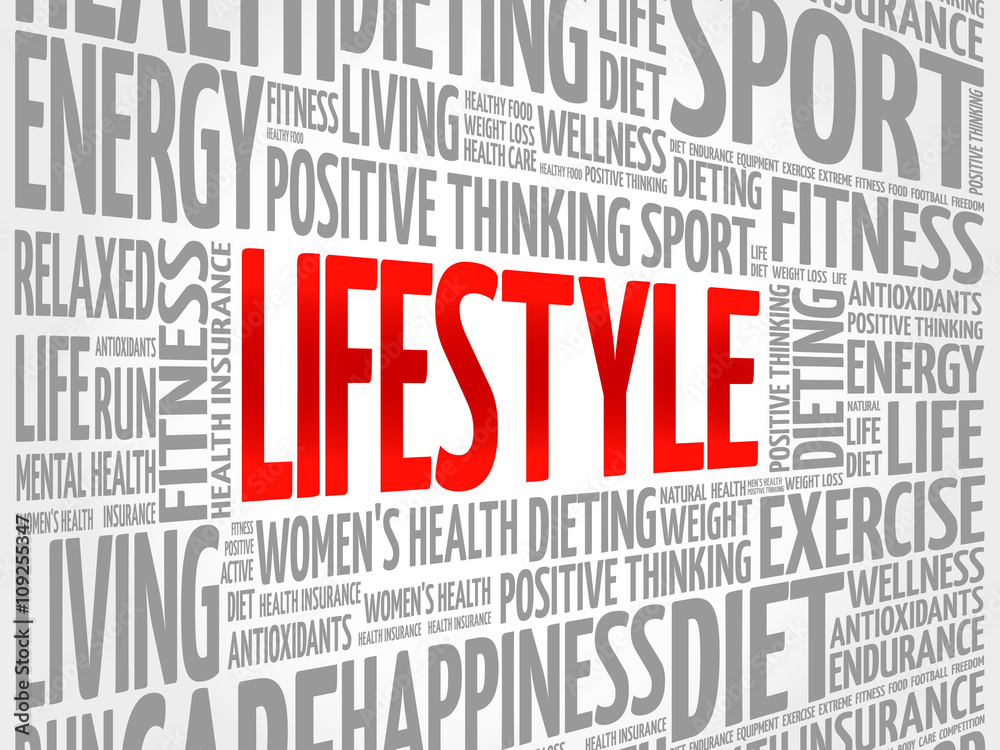 LIFESTYLE word cloud, fitness, sport, health concept