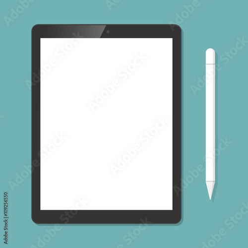 Tablet with Pen Mouse. Vect...
