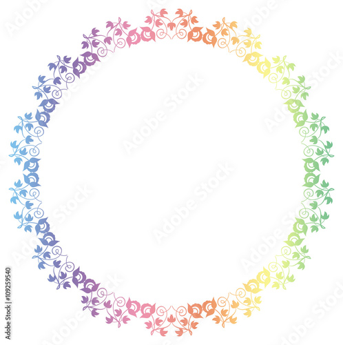 Beautiful raster round frame with gradient filled. Color elegant flower frame for advertisements, flyer, web, wedding and other invitations or greeting cards.