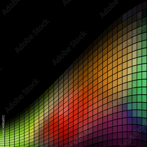 Abstract multicolor mosaic wave background with black copy space