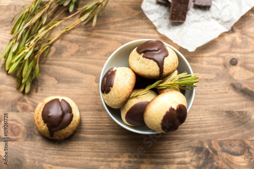 cheese profiteroles with chocolate