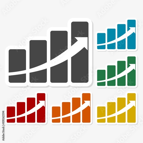 Multicolored paper stickers - Profit sign graph concept