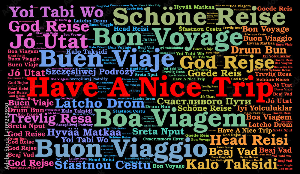Have a nice trip word cloud in different languages Have a nice trip word cloud in different languages