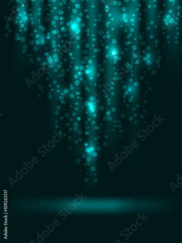 Descending lights cyan vector background. Eps10 file.