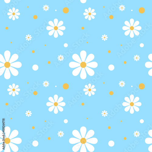 seamless daisy pattern and background vector illustration