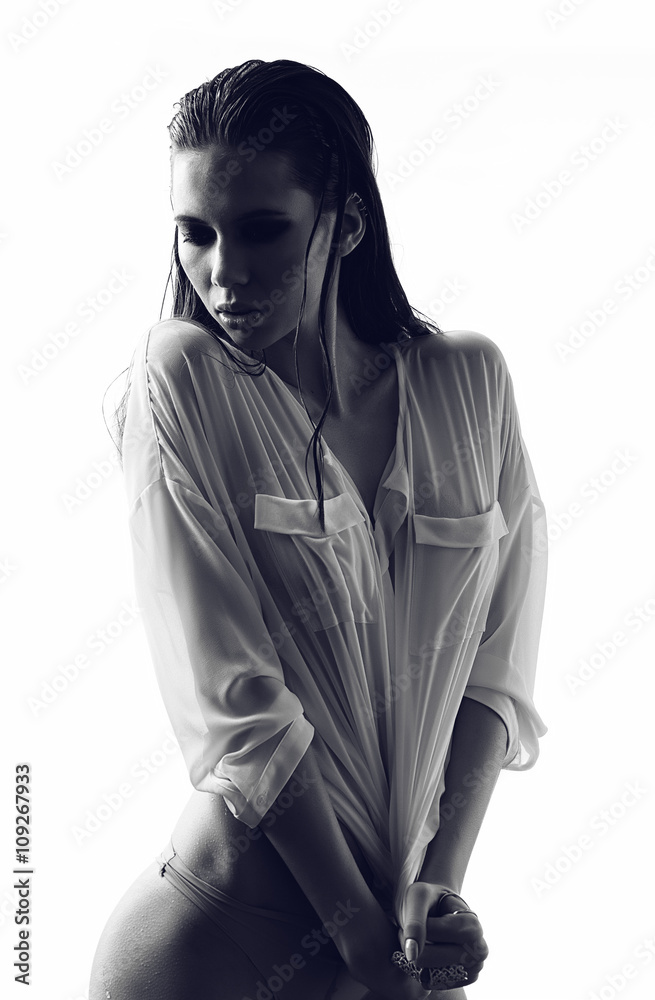 Sexy model in wet t-shirt Stock Photo | Adobe Stock