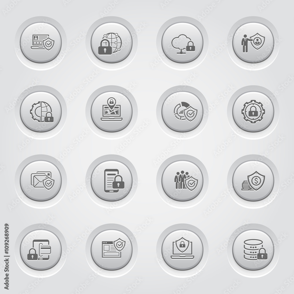 Flat Design Protection and Security Icons Set Flat Design Protection and Security Icons Set