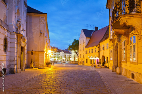 One of the main streets of the old town in Bratislava.