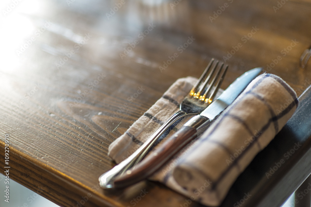 Place setting in restaurant Place setting in restaurant