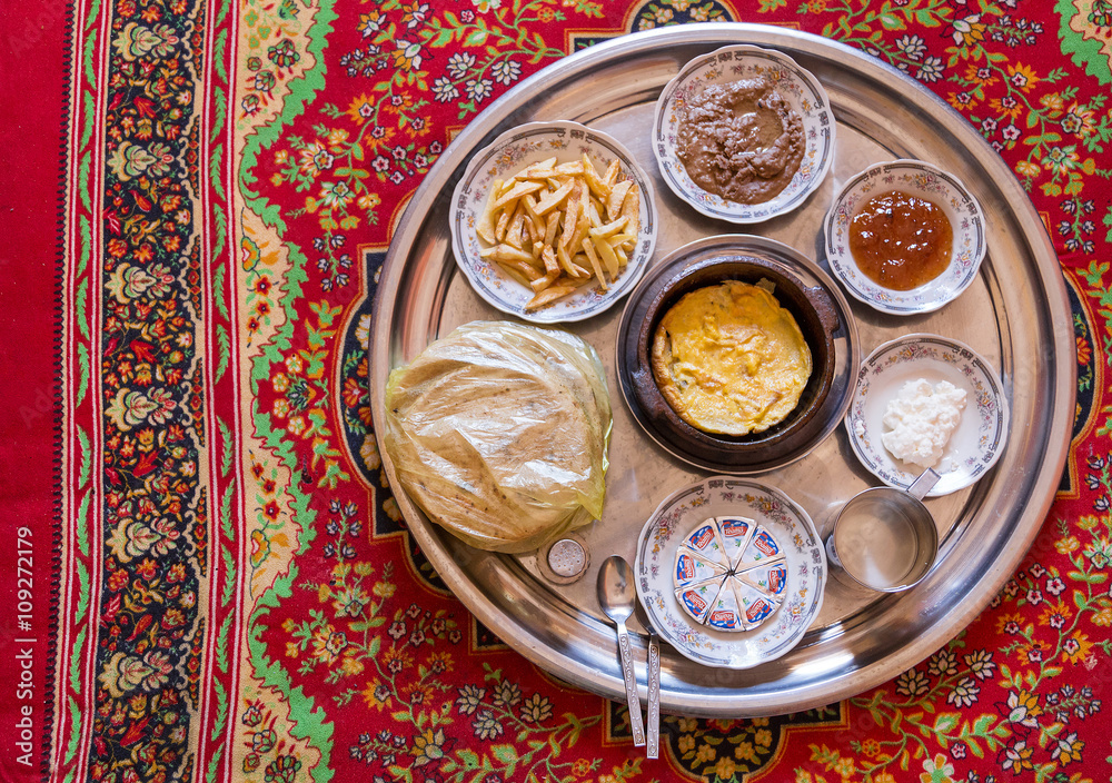 CAIRO, EGYPT - FEBRUARY 5, 2016: Traditional Egyptian food served on plate.
