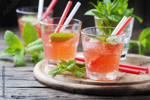 Fresh alcohol cocktail with rum and mint