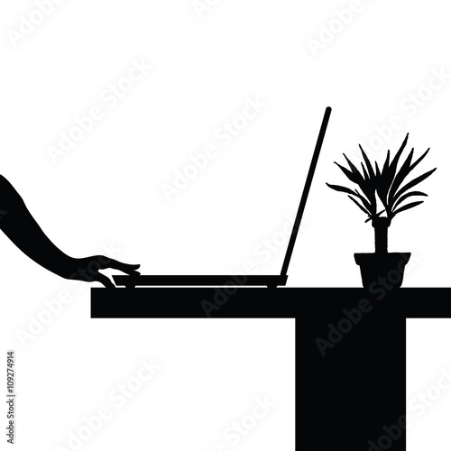 finger on laptop illustration