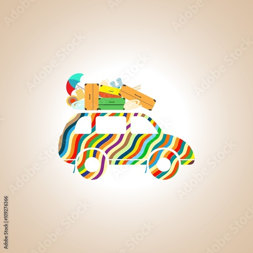 A car with a roof rack. Vector illustration