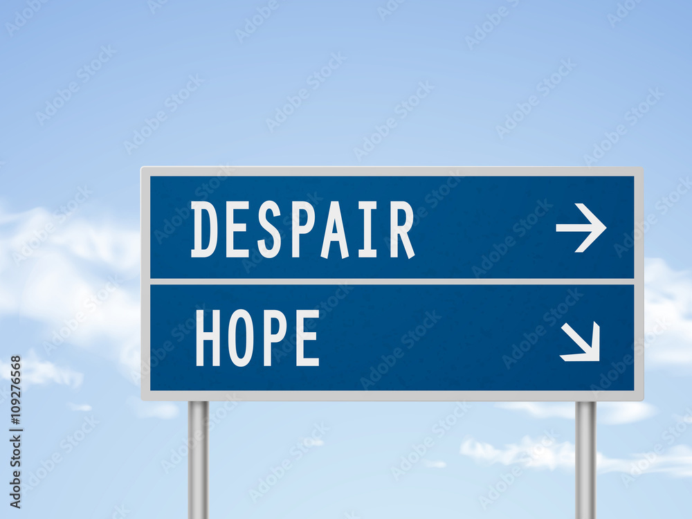 3d illustration road sign with despair and hope 3d illustration road sign with despair and hope