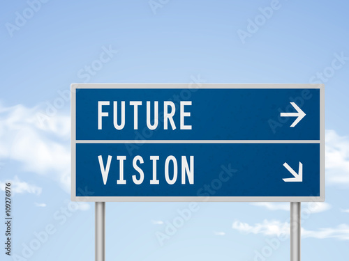 3d illustration road sign with future and vision