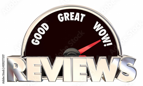 Reviews Feedback Ratings Good Great Wow Speedometer 3d Words