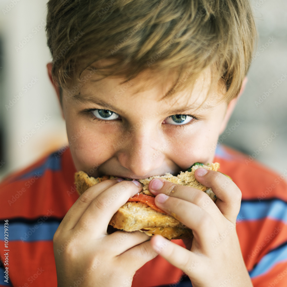 Child Children Hungry Hunger Kid Sandwich Concept Child Children Hungry Hunger Kid Sandwich Concept