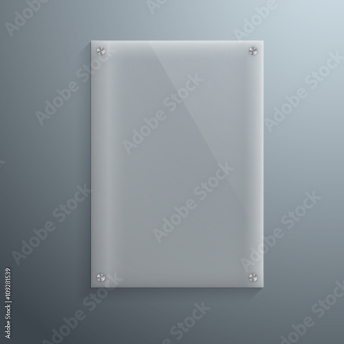 Illustration of Realistic Vector Glass Plate Template Icon. EPS10 Vertical Vector Plastic Frame