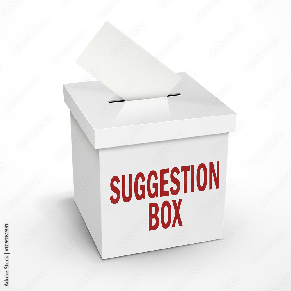 suggestion word on the 3d white voting box suggestion word on the 3d white voting box