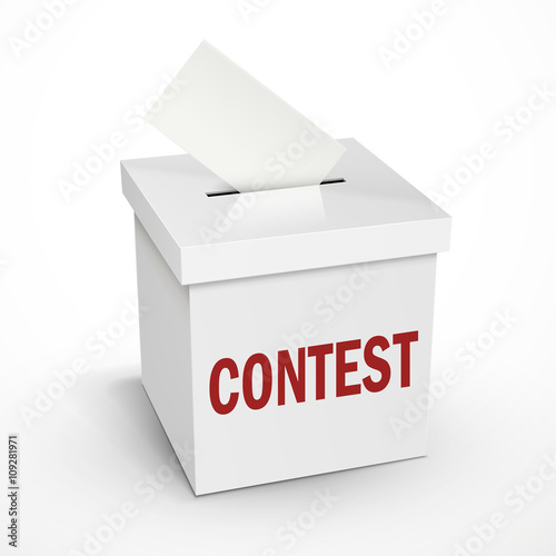 contest word on the 3d white voting box