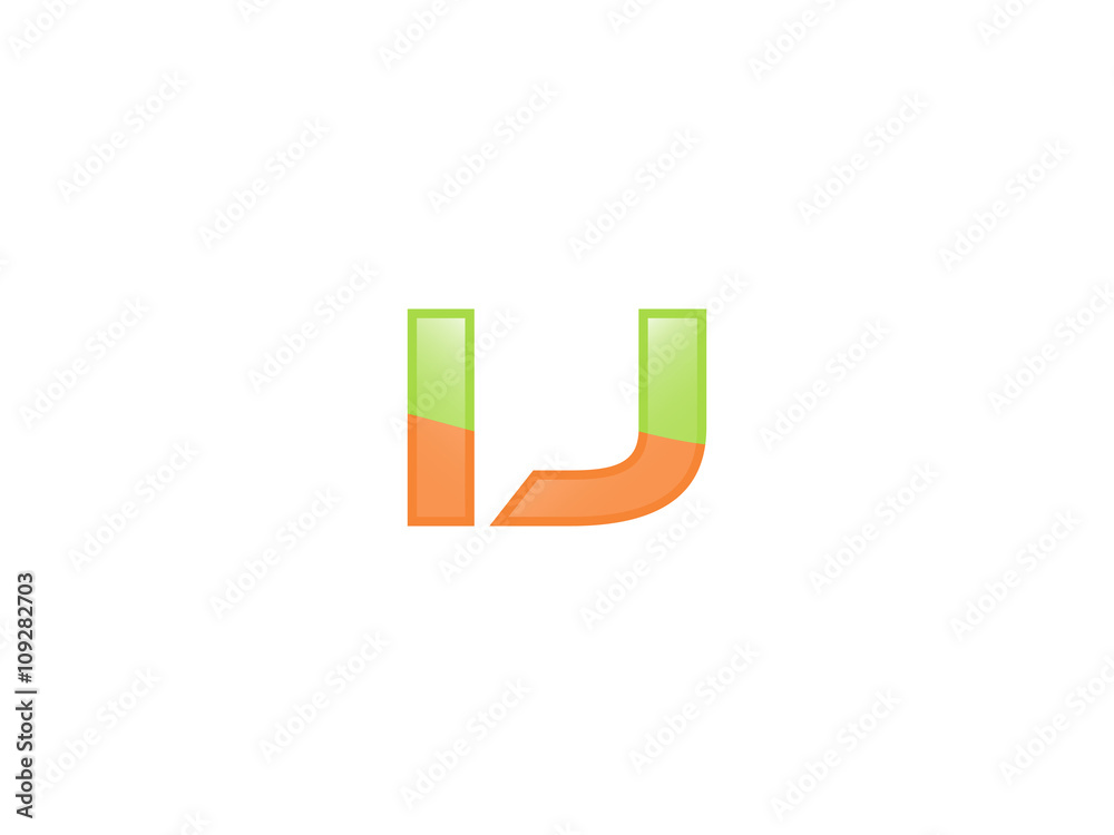 Green Orange shiny IJ letters Green Orange shiny IJ letters