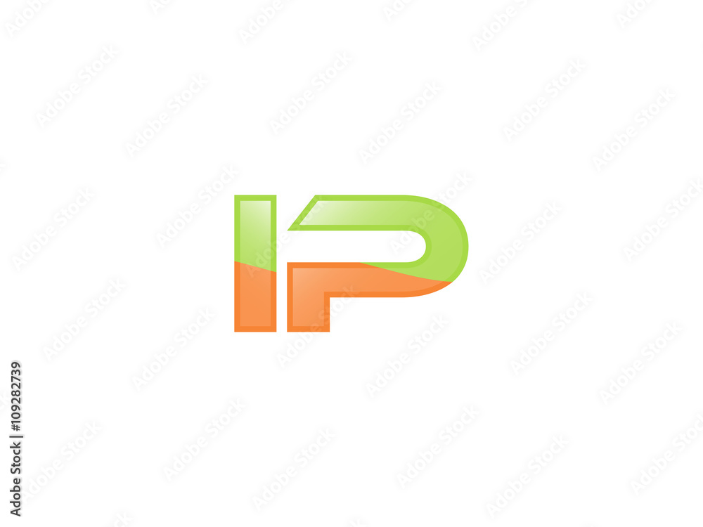 Green Orange shiny IP letters Green Orange shiny IP letters