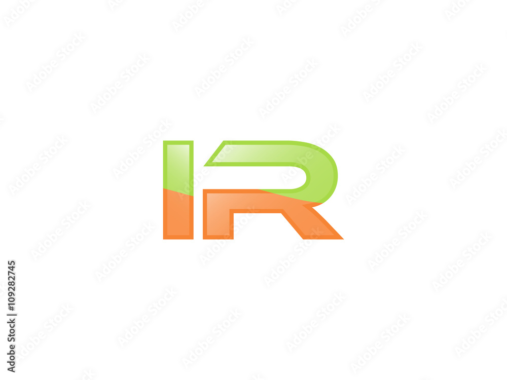 Green Orange shiny IR letters Green Orange shiny IR letters