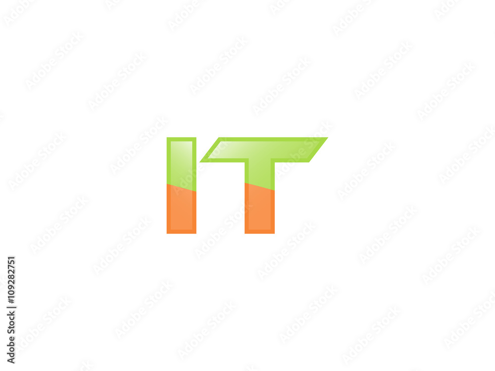Green Orange shiny IT letters Green Orange shiny IT letters