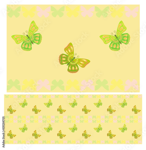 Light green butterflies seamless pattern