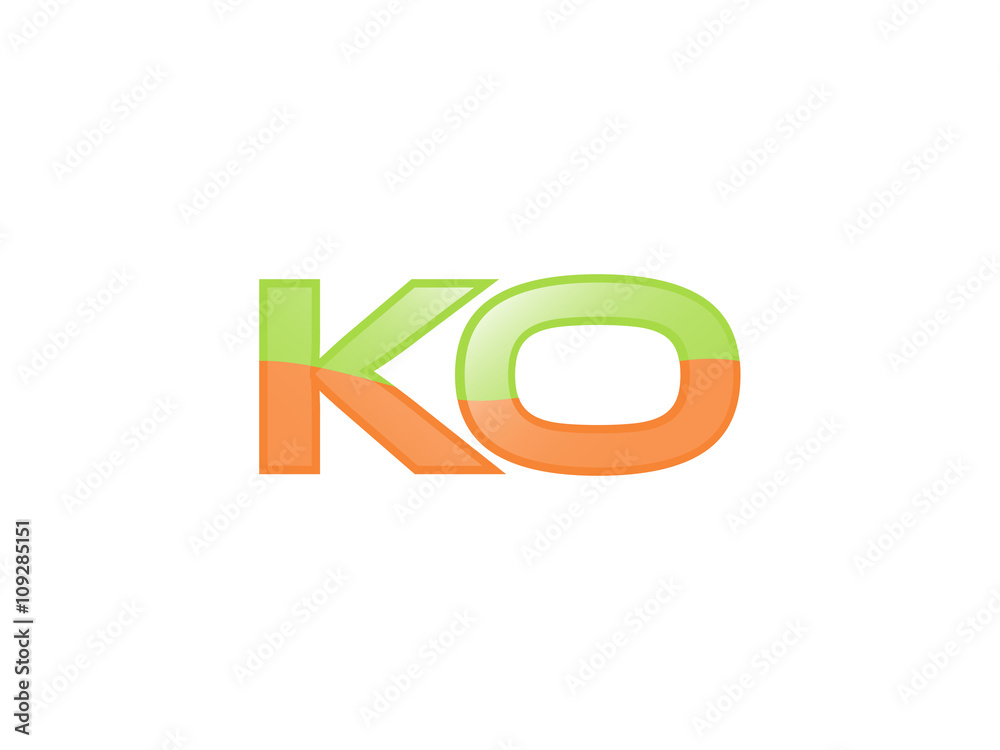 Green Orange shiny KO letters