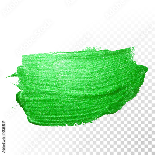 Green watercolor brush abstract stroke. Vector oil paint. Polish smear