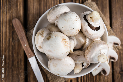 Portion of fresh white Mushrooms