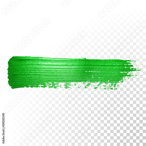 Green watercolor brush stroke. Vector oil paint smear. Polish trace.