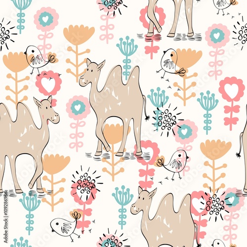 Wallpaper Mural babies hand draw seamless pattern with camels Torontodigital.ca