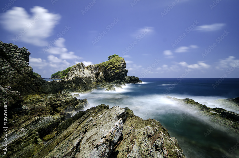 Hidden Beauty of Kapas Island at Terengganu, Malaysia.Amazing seascape of island and the cliff stone texture.