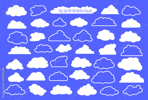 Set of white clouds for text