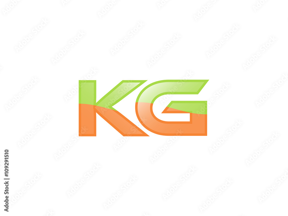 Green Orange shiny KG letters Green Orange shiny KG letters