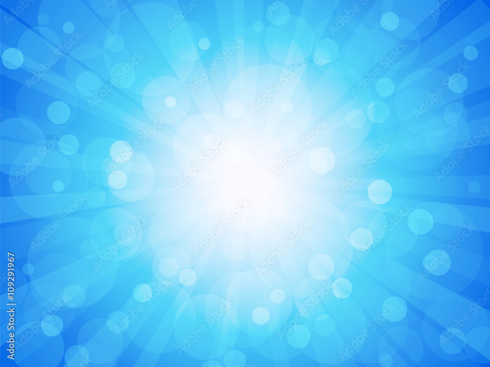 blue brightly winter background with rays