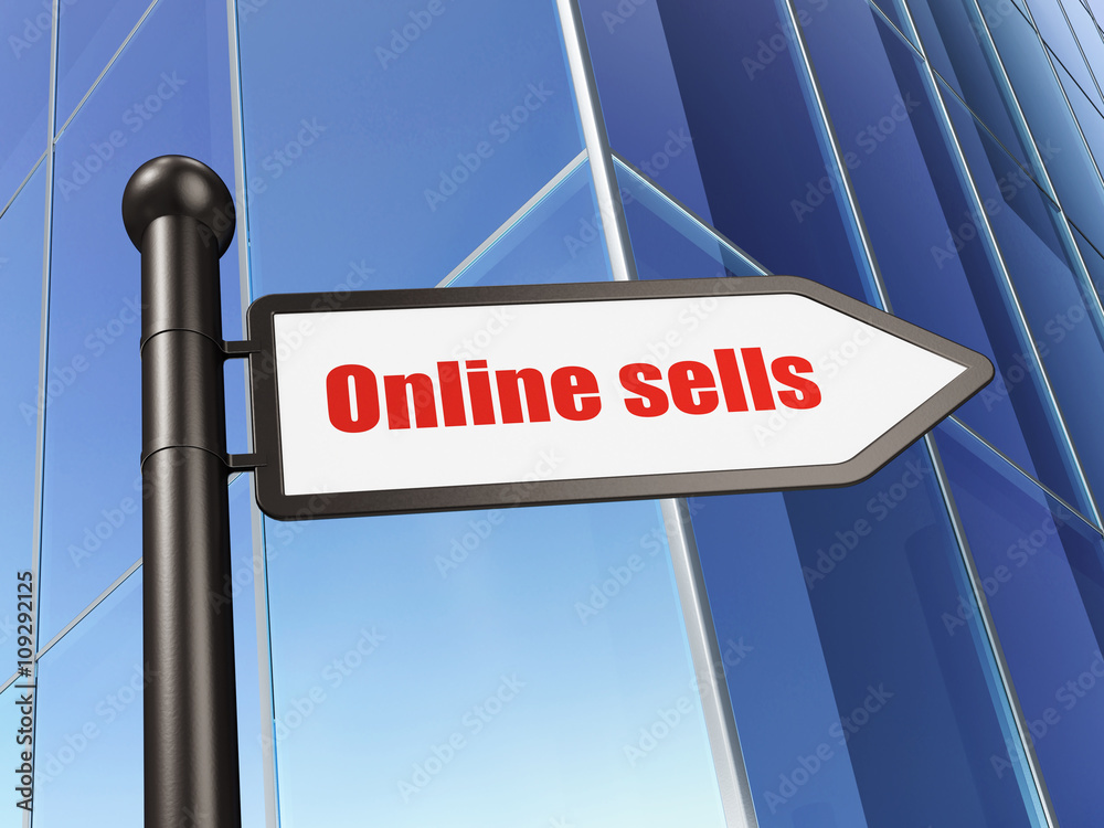 Advertising concept: sign Online Sells on Building background