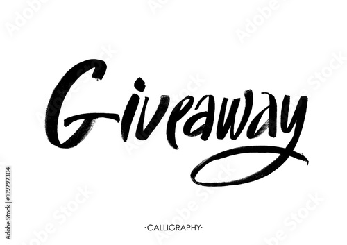 Giveaway banner for social media contests and special offer. Vector black ink brush lettering at white background. Modern calligraphy.