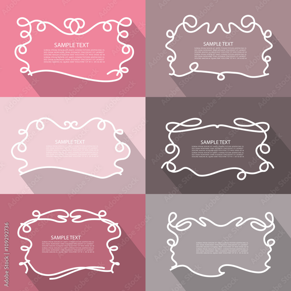 Vector set of frame with long shadow