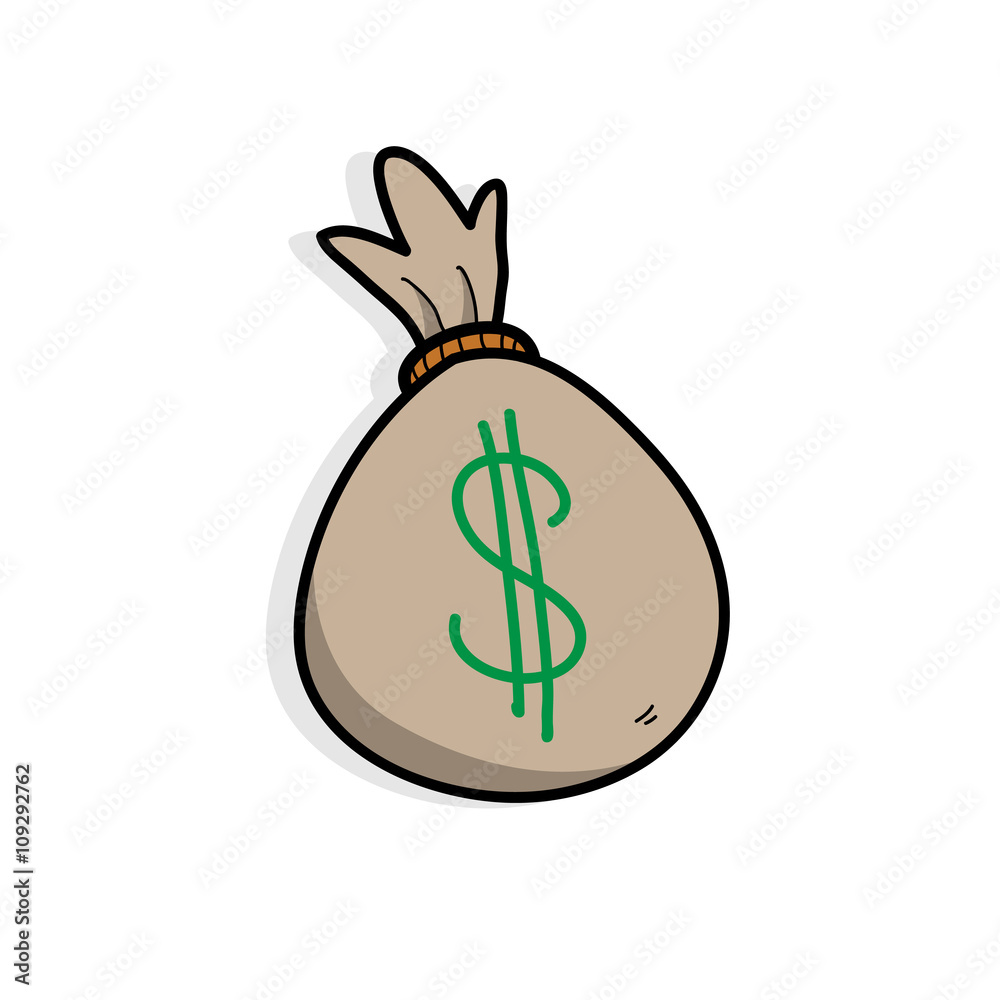 Money Bag, a hand drawn vector illustration of a money bag with Dollar symbol, isolated on a simple backdrop shadow (separate group). Money Bag, a hand drawn vector illustration of a money bag with Dollar symbol, isolated on a simple backdrop shadow (separate group).