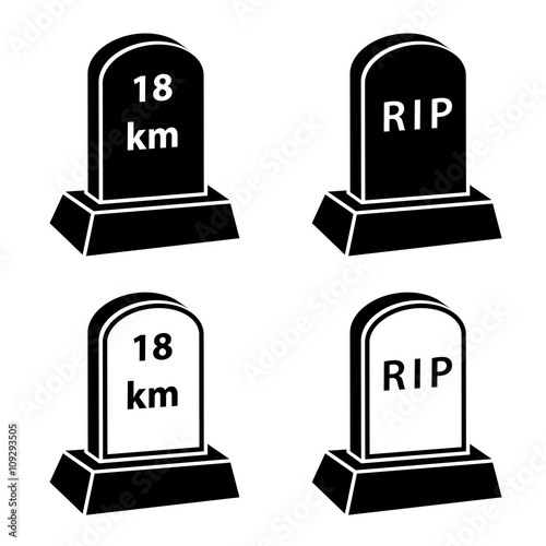 vector 3d milestone tombstone black symbols