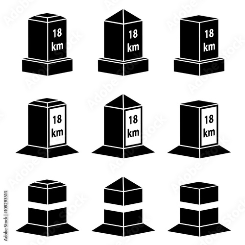 vector 3d milestone black symbols