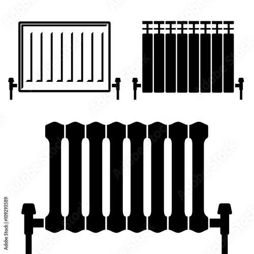 vector central heating radiator black symbols