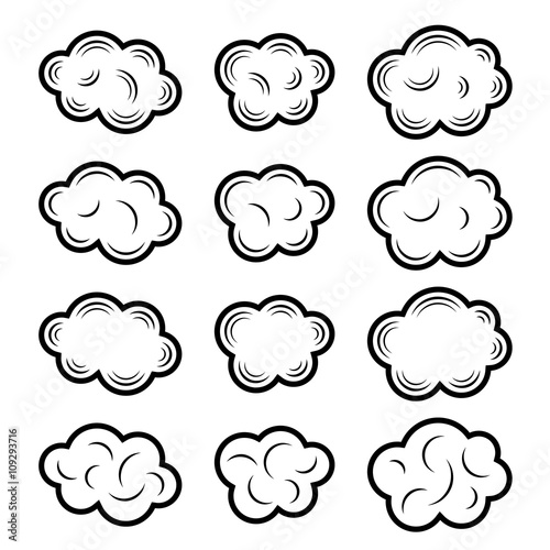 vector sky cloud black symbols