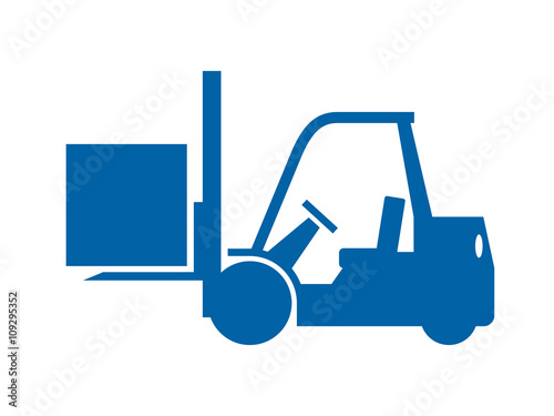 Forklift truck vector monochrome icon 