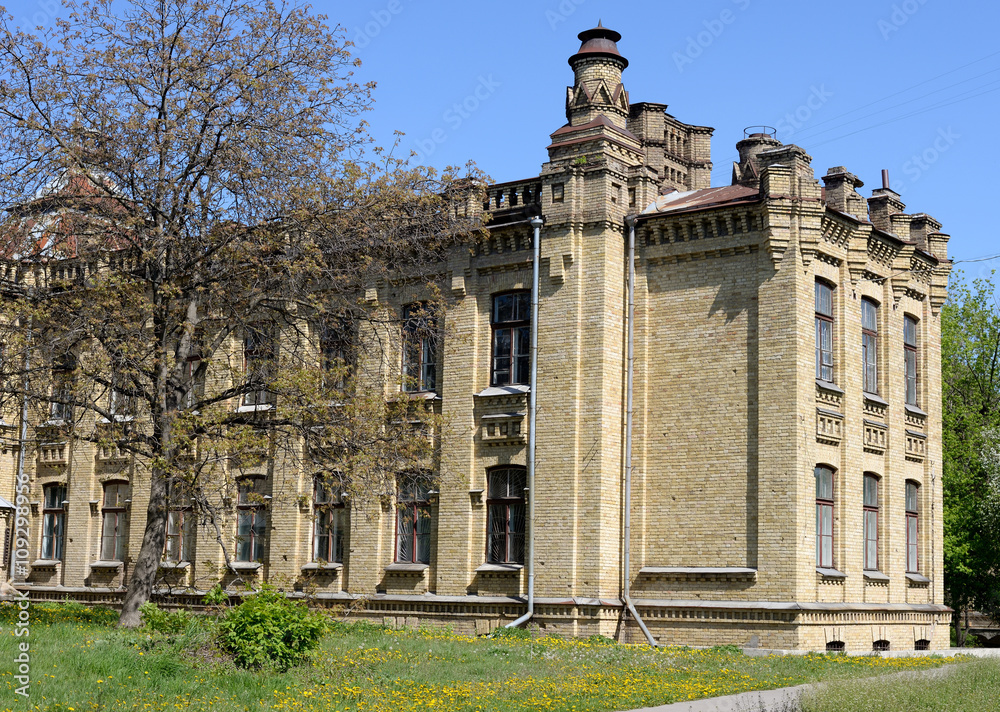 An ancient brick building in Kyiv Polytechnic Institute in Ukraine